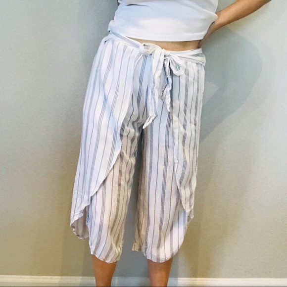 Hem & Thread striped wrap crop pants - Picture 2 of 8